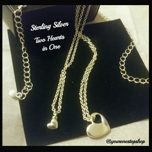 🆕Sterling Silver Two Hearts Necklace